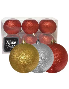 Μπάλα Gliter πακ=6τεμ 10cm ø10cm Xmasfest 1132101