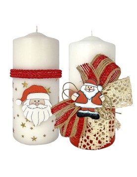 Κερί Κορμός Άγιος Λευκό Τούλι Αστέρι 12x5cm Xmasfest 1132368