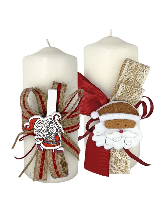 Κερί Κορμός Λευκό 3 Σχέδια Άγιος 12x5cm Xmasfest 1132369