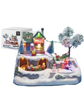 Χωριό Xmas "Άγιος &amp; Τραινάκι" 23,5x17x16cm Xmasfest 1132390