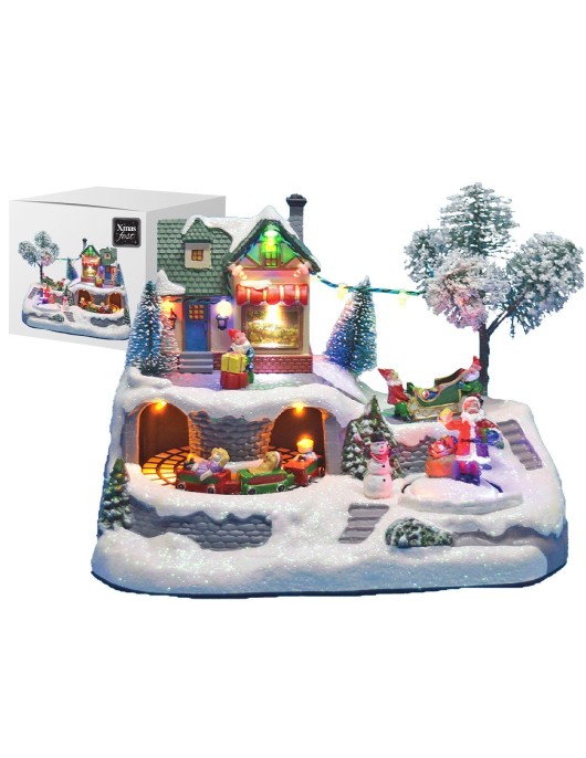 Χωριό Xmas "Άγιος & Τραινάκι" 23,5x17x16cm Xmasfest 1132390