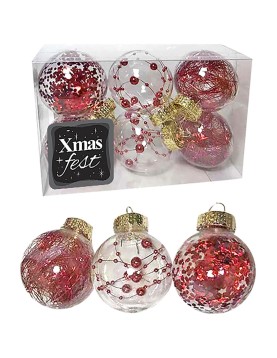 Μπάλες με Γέμιση Ντεκόρ πακ=6τεμ φ6 Φ6cm Xmasfest 1132543