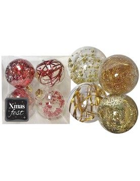 Μπάλες με Γέμιση Ντεκόρ πακ=4τεμ φ10 ø10cm Xmasfest 1132545