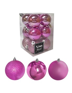 Μπάλες ροζ μιξ πακ=12τεμ φ4 Φ4cm Xmasfest 1132546