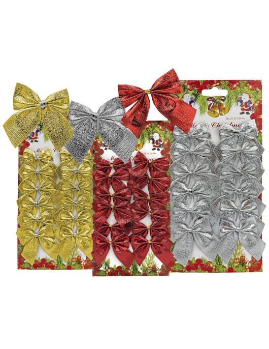 Φιόγκοι Γυαλιστεροί σετ=12τεμ 5,5x6cm Xmasfest 113273