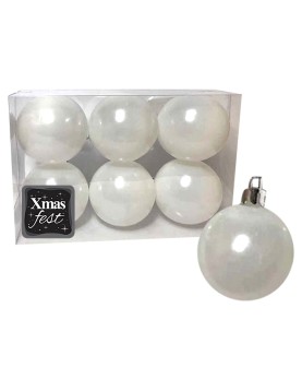 Μπάλες Περλέ Λευκές πακ=6τεμ φ6 ø6cm Xmasfest 1132566