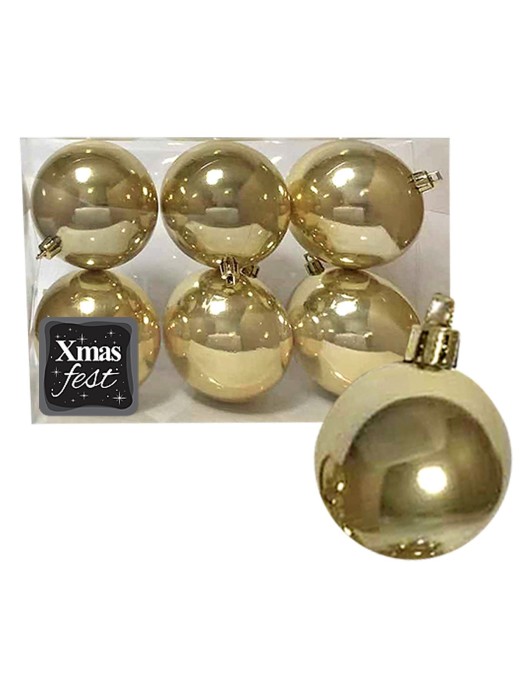 Μπάλες Περλέ Χρυσές πακ=6τεμ φ8 ø8cm Xmasfest 1132568