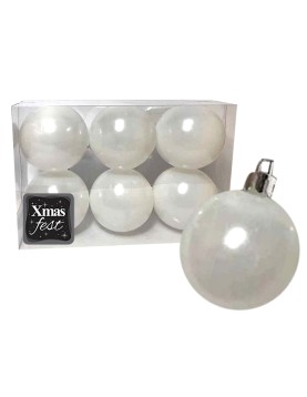 Μπάλες Περλέ Λευκές πακ=6τεμ φ8 ø8cm Xmasfest 1132569