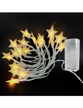 20 Λαμπάκια LED Μπαταρίας Αστέρια Λευκό Θερμό με Controller IP20 2,3m Xmasfest 1132583
