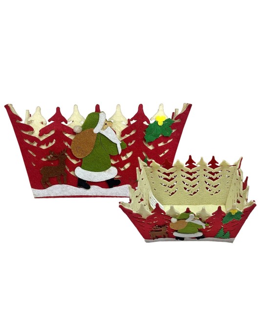 Καλάθι Τσόχινο Xmas Χωριό 20x15x11cm Xmasfest 1132724