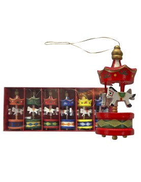 Καρουζέλ Στολίδια Ξύλινα Κρεμαστά 6 τεμ 21x9cm Xmasfest 1132733