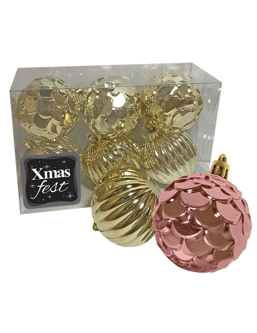 Μπάλες Ανάγλυφες πακ=6τεμ φ8 ø8cm Xmasfest 1132774