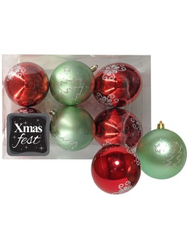 Μπάλες Ντεκόρ 2 Πράσινες &amp; 4 Κόκκινες φ8 ø8cm Xmasfest 1132776
