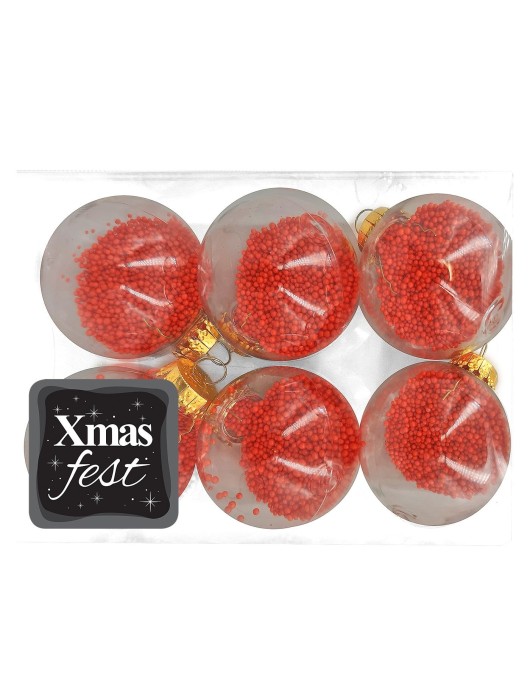 Μπάλες με Γέμιση Κόκκινο Χιόνι πακ=6τεμ φ6cm ø6cm Xmasfest 1132840