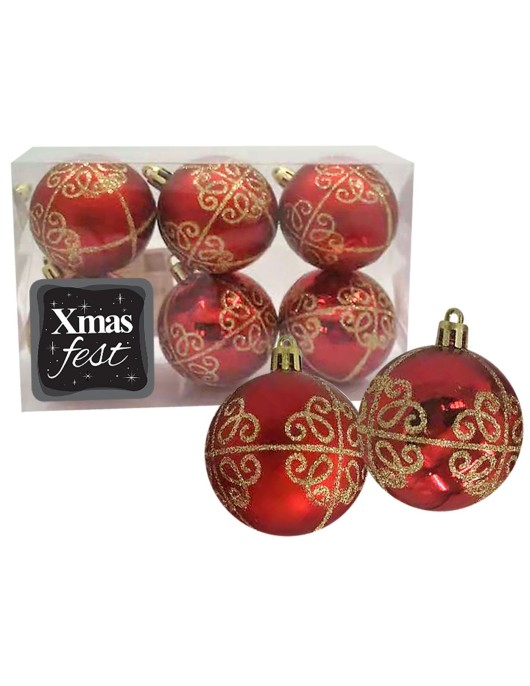 Μπάλες Ντεκόρ Κόκκινες πακ=6τεμ φ6 ø6cm Xmasfest 1132844