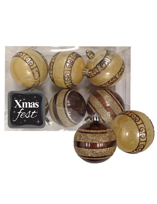 Μπάλες Ντεκόρ Καφέ-Χρυσό πακ=6τεμ φ6cm ø6cm Xmasfest 1132845
