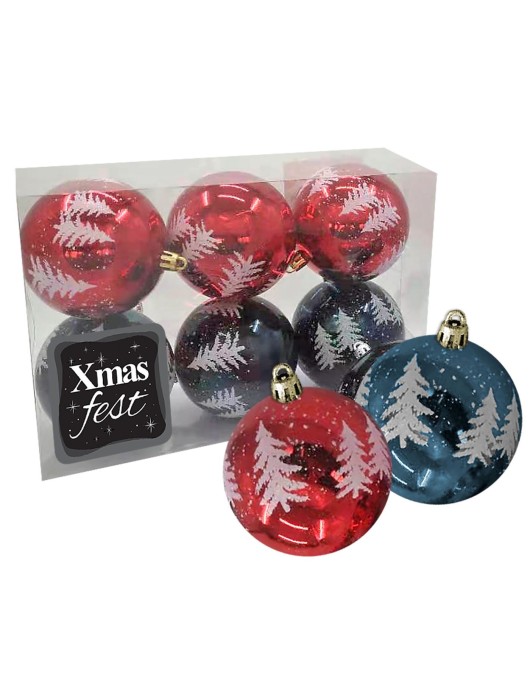 Μπάλες Ντεκόρ Δέντρα πακ=6τεμ φ8cm ø8cm Xmasfest 1132847