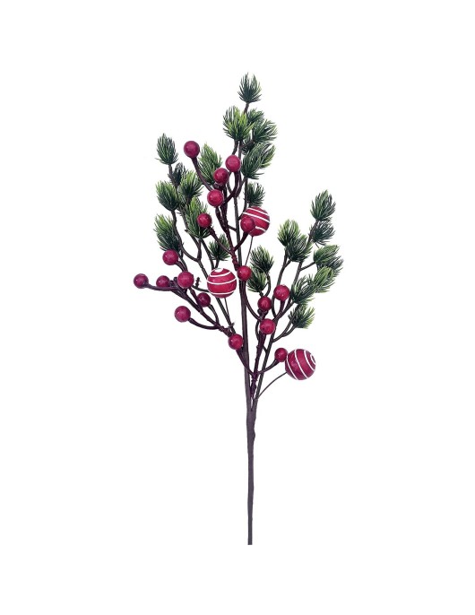 Κλωνάρι Πεύκο με γκι και Χιονισμένες Μπάλες 55x18cm Xmasfest 1132852