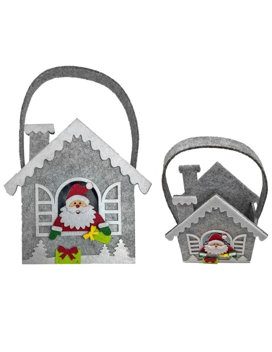 Καλάθι Τσόχινο Σπιτάκι Xmas 20x14x6cm Xmasfest 1132997