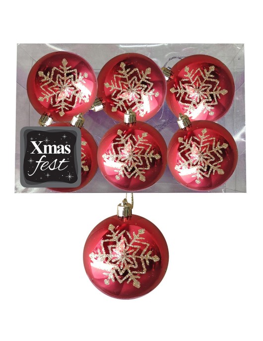 Μπάλες Ντεκόρ Κόκκινες 6τεμ φ8 Φ8cm Xmasfest 1133169