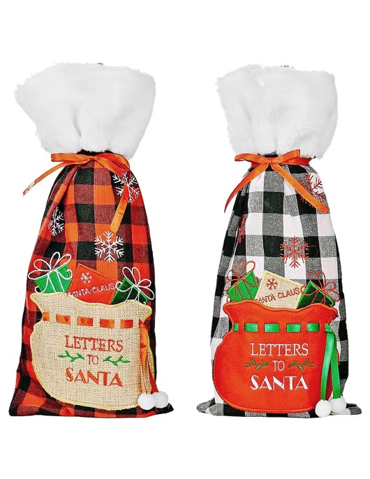 Θήκη Κρασιού Xmas Καρώ 36x16cm Xmasfest 1133201