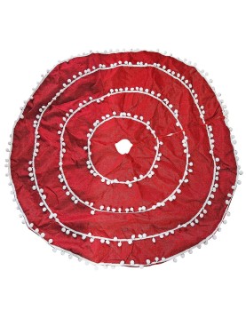 Ποδιά Δέντρου Κόκκινη με Φούντες ø120cm Xmasfest 1133206