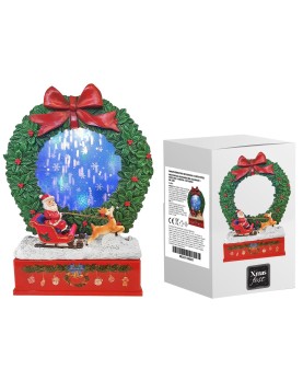 Φανάρι Παράσταση Στεφάνι με Χιόνι και 4 Λειτουργίες 27x ø21cm Xmasfest 1133331