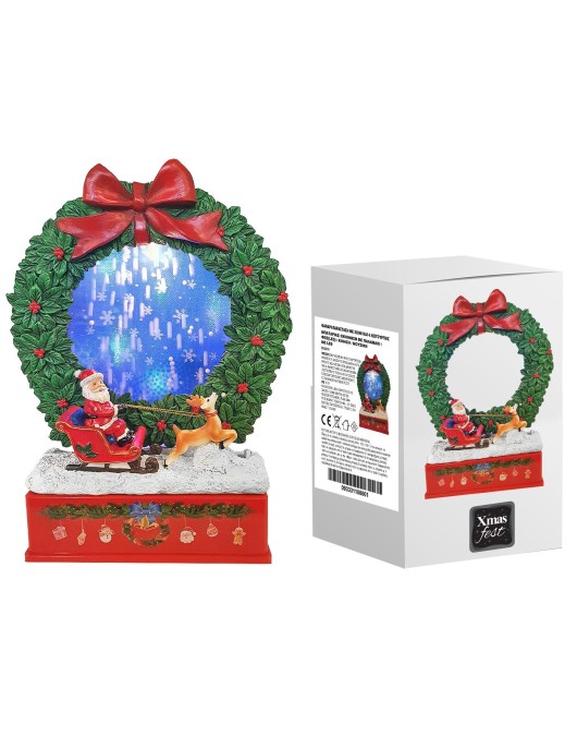 Φανάρι Παράσταση Στεφάνι με Χιόνι και 4 Λειτουργίες 27x ø21cm Xmasfest 1133331