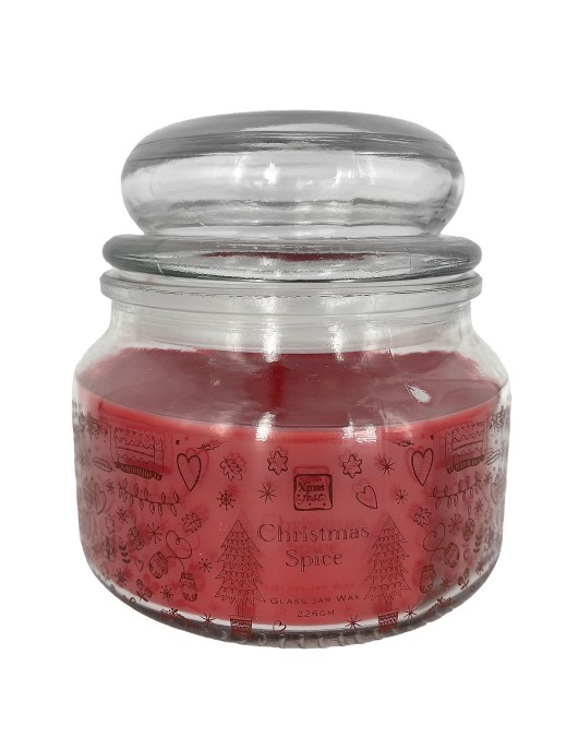 Κερί Christmas Spice σε Βάζο με Καπάκι Μεσαίο 35h 226gr Net, 10x9,5cm Xmasfest 1133338