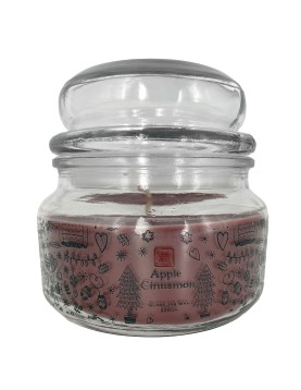 Κερί Μήλο-Κανέλα σε Βάζο με Καπάκι Μεσαίο 35h 226gr Net, 10x9,5cm Xmasfest 1133339