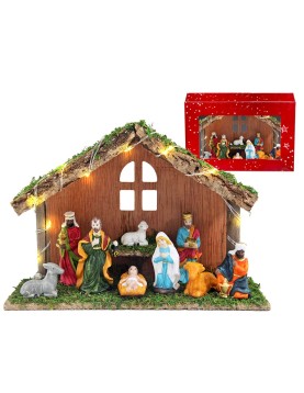 Φάτνη Ξύλινη με Παράθυρο και led 30x20x10cm Xmasfest 1133464