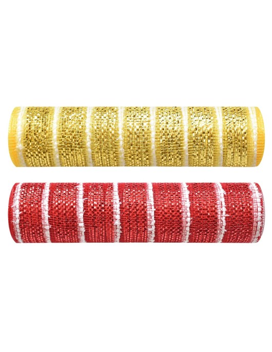 Διχτυωτό Ύφασμα Χριστουγέννων Δίχρωμο σε Ρολό 4.6m x 26cm Xmasfest 1133466