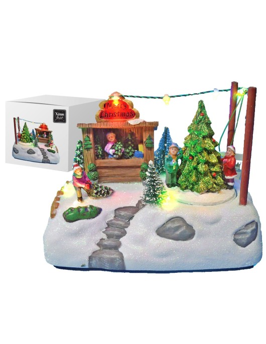 Χωριό Xmas με Κιόσκι & Δέντρα 18x12x11cm Xmasfest 1133481