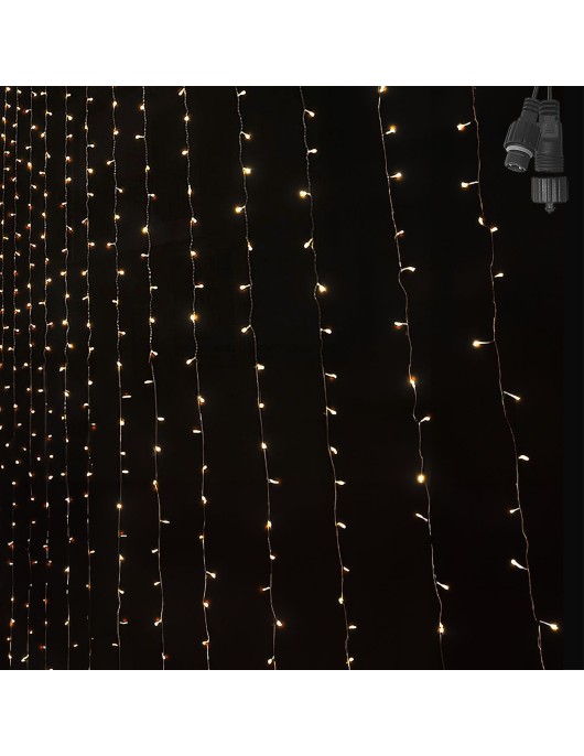 100 Λαμπάκια LED Λευκό Θερμό Κουρτίνα με Επέκταση & Προγράμματα IP44 90x80cm (δεν Περιέχεται ο Μετασχηματιστής) Xmasfest 1133499