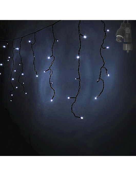 100 Λαμπάκια LED Λευκό Ψυχρό Βροχή με Επέκταση & Προγράμματα IP44 110x80cm (δεν Περιέχεται ο Μετασχηματιστής) Xmasfest 1133501