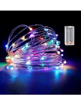 100 Λαμπάκια LED Copper Μπαταρίας Πολύχρωμα σε Σειρά με Controller IP20 10,3m Xmasfest 1133508