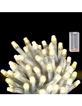 50 Λαμπάκια LED Μπαταρίας Λευκό Θερμό σε Σειρά με Controller IP20 5,3m Xmasfest 1133510