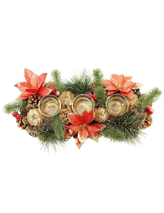 Κηροπήγιο με Χριστουγεννιάτικη Διακόσμηση Κόκκινο 46cm Xmasfest 1133515