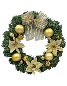 Στεφάνι Merry Christmas Στολισμένο Χρυσό ø40cm Xmasfest 1133521