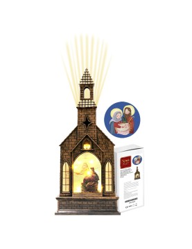 Φανάρι Εκκλησία με Λαμπάκια και Προτζέκτορα USB/μπαταρίας 31x13x8cm Xmasfest 1133534