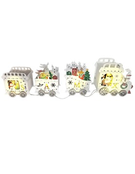 Τρένο 3d Ξύλινο με 4led 42x12,5x7,5cm Xmasfest 1133537