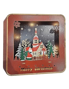 Τηλεόραση Ξύλινη με Άγιο και 5led 20x20x4,5cm Xmasfest 1133542