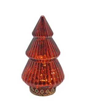 Φανάρι led Γυάλινο Δέντρο Αντικέ Κόκκινο 22x12,5cm Xmasfest 1133546