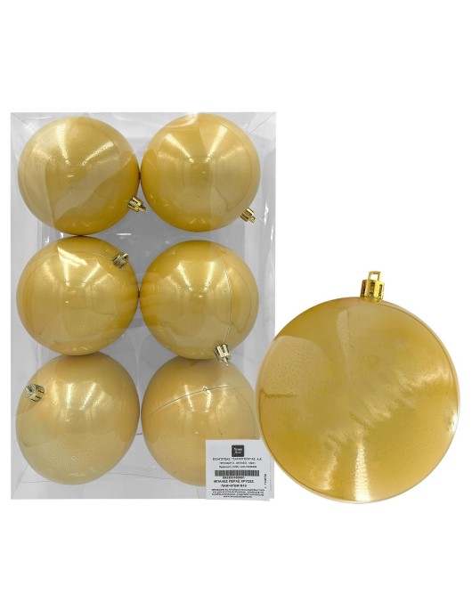 Μπάλες Περλέ Χρυσές πακ=6τεμ φ10 ø10cm Xmasfest 1133551