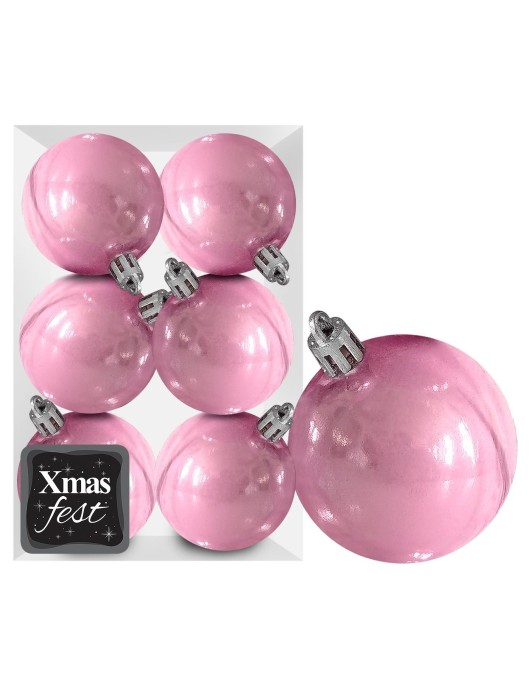 Μπάλες Περλέ ροζ πακ=6τεμ φ10 ø10cm Xmasfest 1133555
