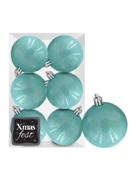 Μπάλες Γυαλιστερές Θαλασσί πακ=6τεμ φ6 ø6cm Xmasfest 1133557