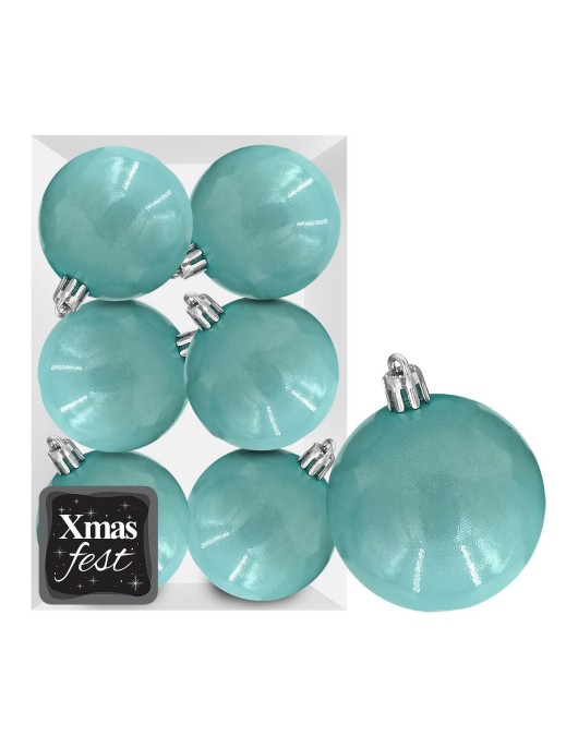 Μπάλες Περλέ Θαλασσί πακ=6τεμ φ8 ø8cm Xmasfest 1133558