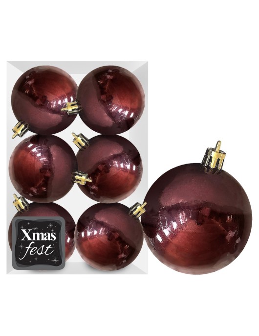 Μπάλες Γυαλιστερές Μπορντώ πακ=6τεμ φ10 ø10cm Xmasfest 1133563
