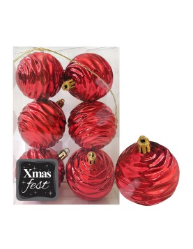 Μπάλες Σμιλεμένες Κόκκινες πακ=6τεμ φ6 ø6cm Xmasfest 1133579