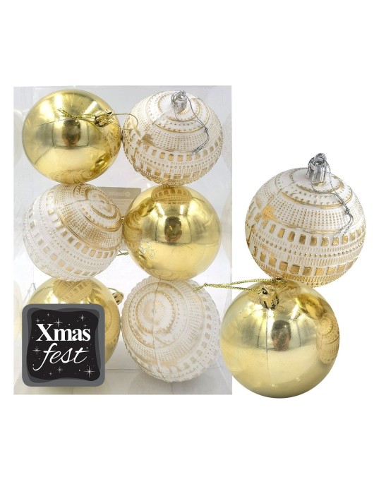 Μπάλες Ανάγλυφες Αντικέ μιξ με Χρυσές πακ=6τεμ φ6 ø6cm Xmasfest 1133585